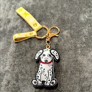 Fashion Stylish Dog Keychain or bag charm with Gold Accents